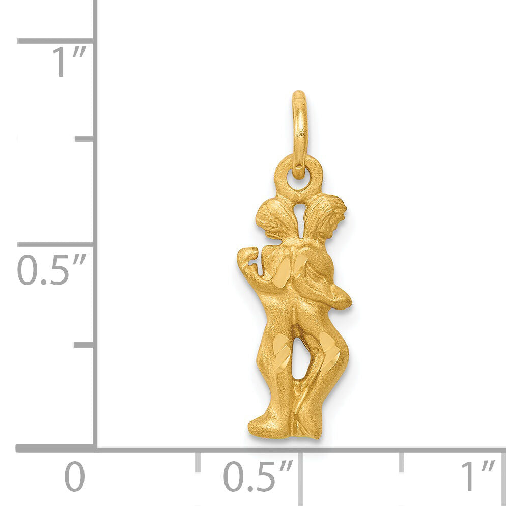 14k Satin Diamond-cut Gemini Zodiac Charm-C478
