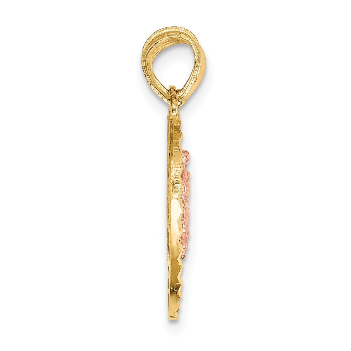 14K Two-tone Reversible Lady of Guadalupe&Crucifix Breakapart Pendant-C4780