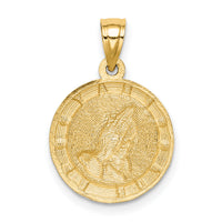 14K w/Rhodium Praying Hands Pendant-C4783