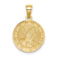 14K w/Rhodium Praying Hands Pendant-C4783