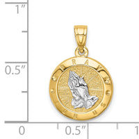 14K w/Rhodium Praying Hands Pendant-C4783