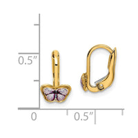 14K Children's Enamel Butterfly Hoop Earrings-C4788