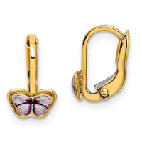 14K Children's Enamel Butterfly Hoop Earrings-C4788