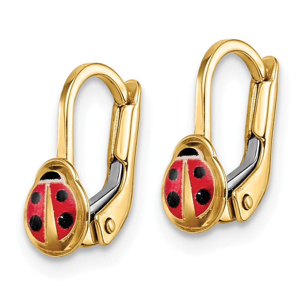 14K Children's Enamel Ladybug Leverback Earrings-C4789