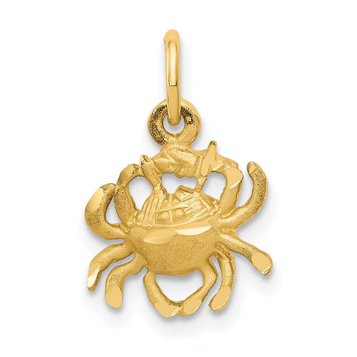 14k Satin Diamond-cut Cancer Zodiac Charm-C479