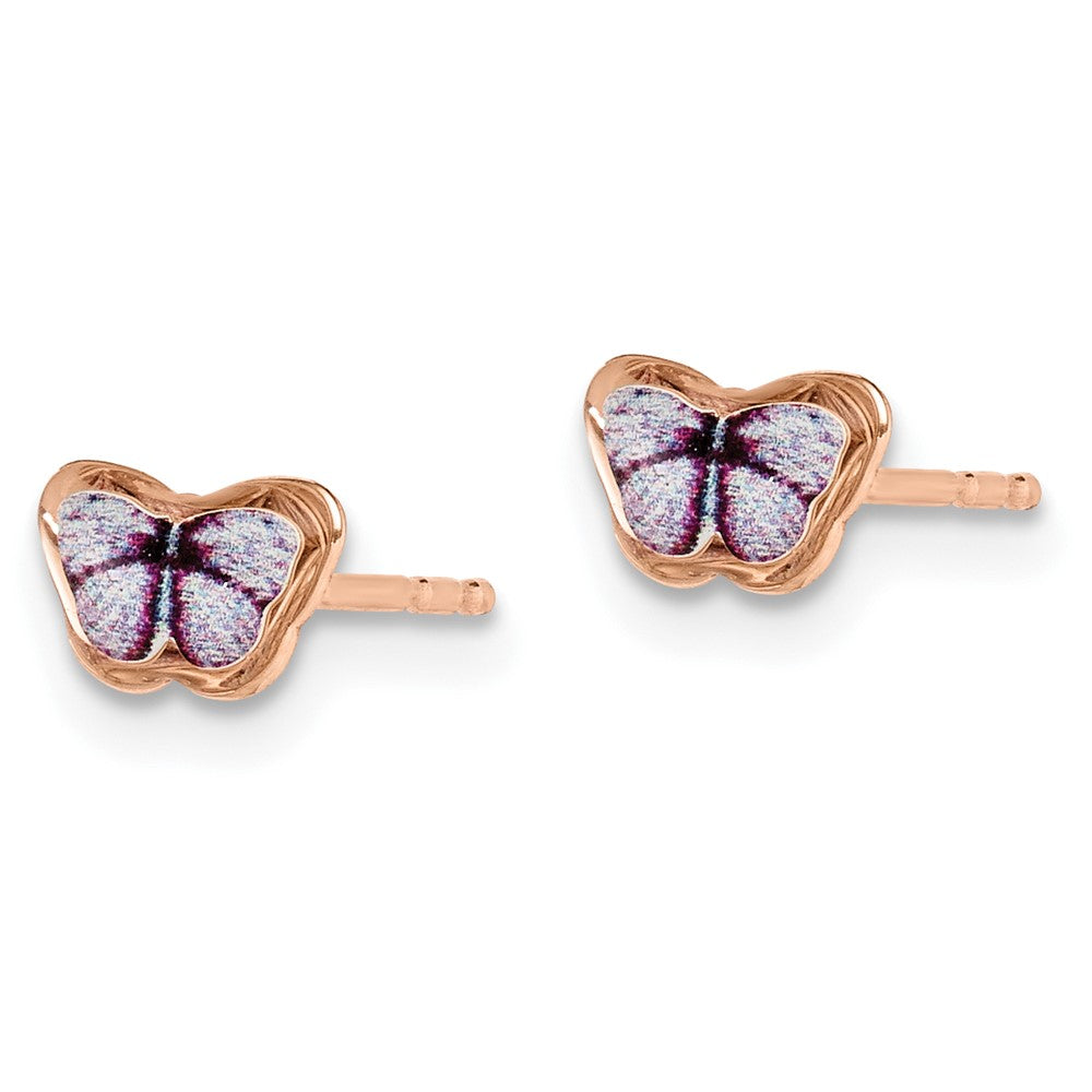 14K Children's Enamel Butterfly Post Earrings-C4791
