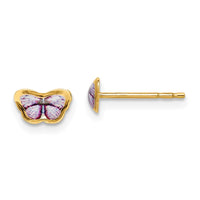 14K Children's Enamel Butterfly Post Earrings-C4791