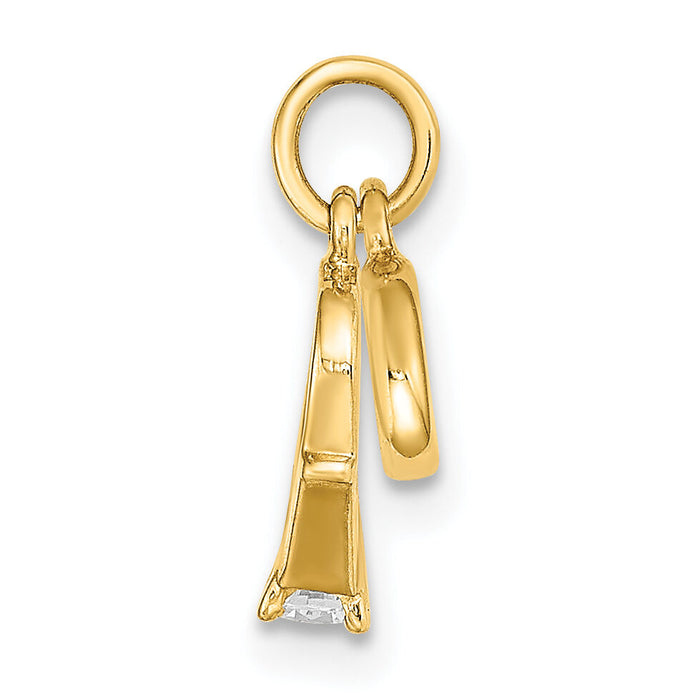 14k CZ Mini 3D Wedding Ring Charm-C4799