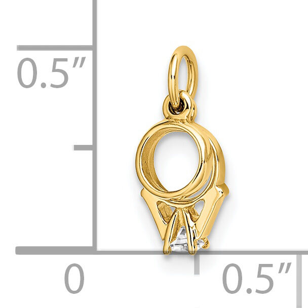 14k CZ Mini 3D Wedding Ring Charm-C4799