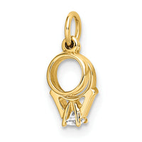14k CZ Mini 3D Wedding Ring Charm-C4799