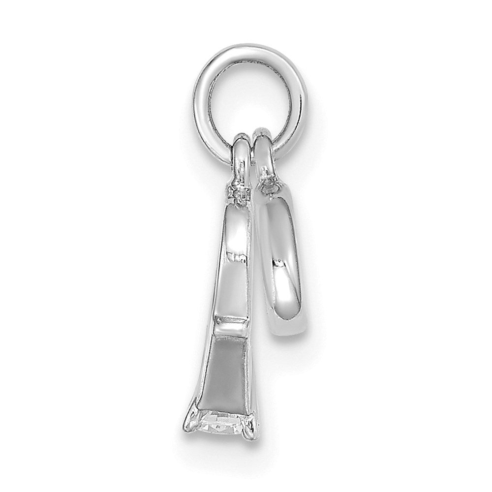 14k White Gold CZ Mini 3D Wedding Ring Charm-C4799W