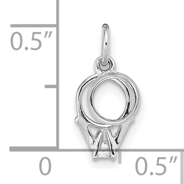 14k White Gold CZ Mini 3D Wedding Ring Charm-C4799W