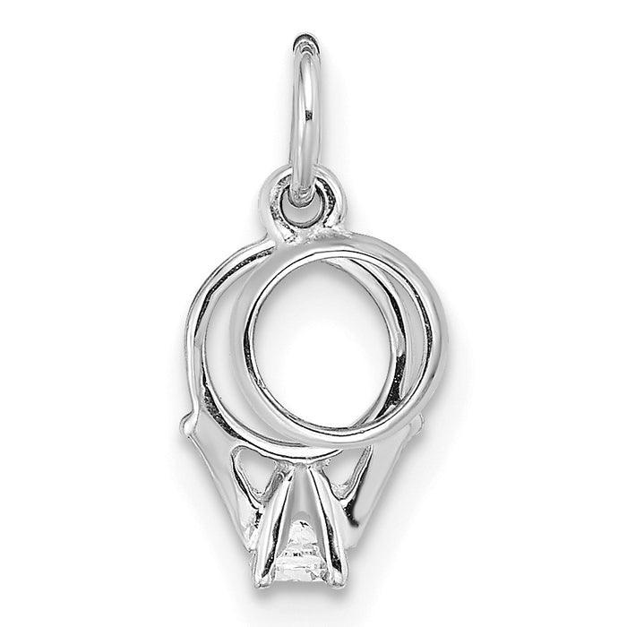 14k White Gold CZ Mini 3D Wedding Ring Charm-C4799W