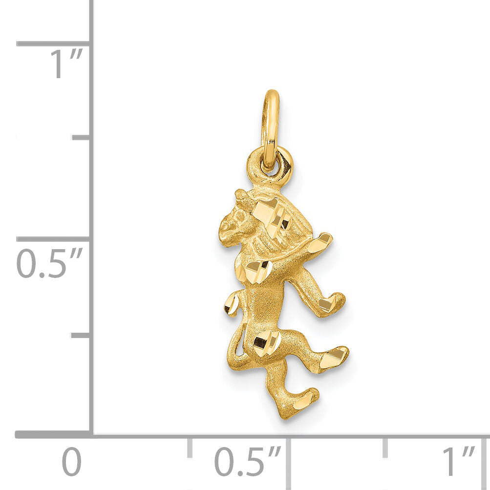 14k Satin Diamond-cut Leo Zodiac Charm-C480