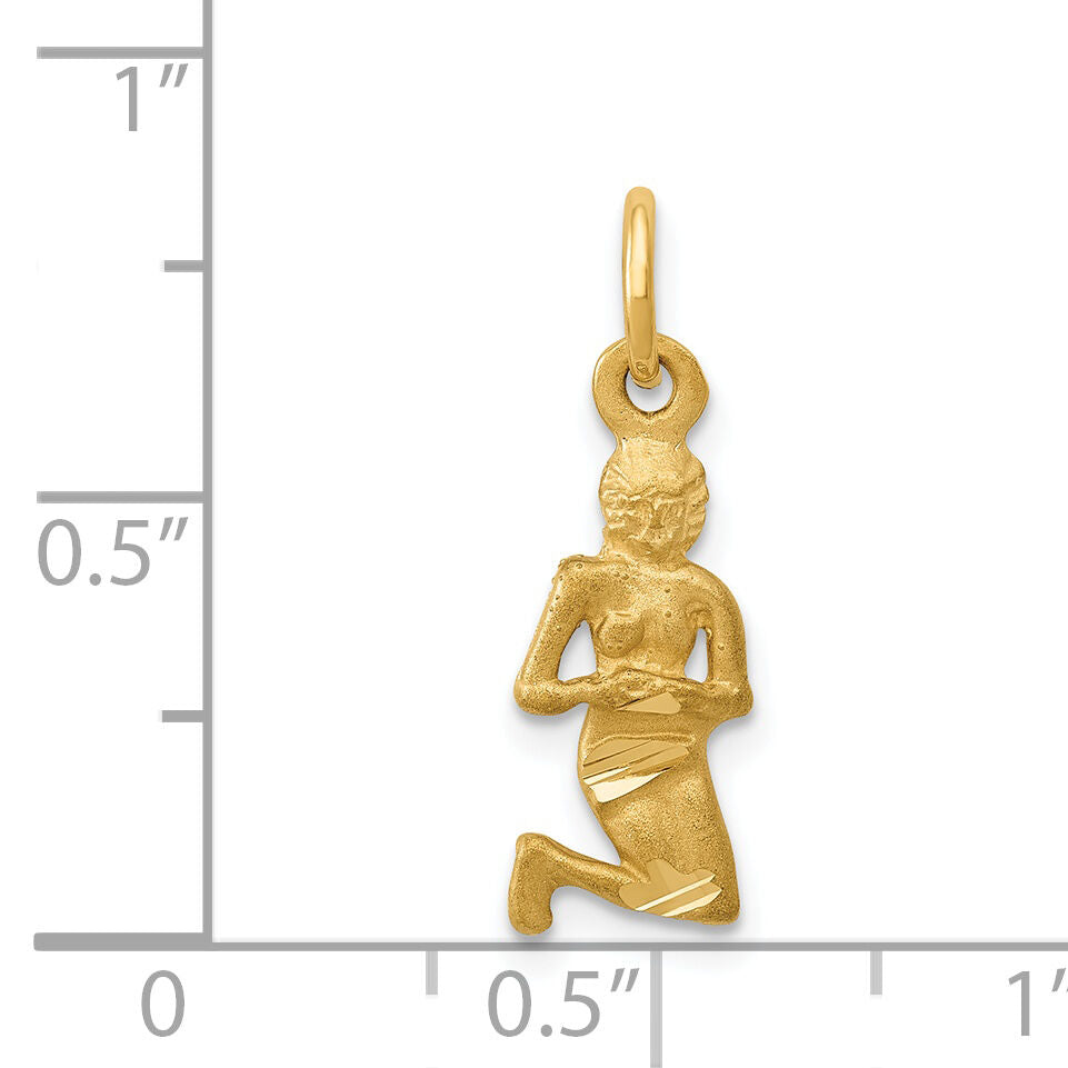 14k Satin Diamond-cut Virgo Zodiac Charm-C481