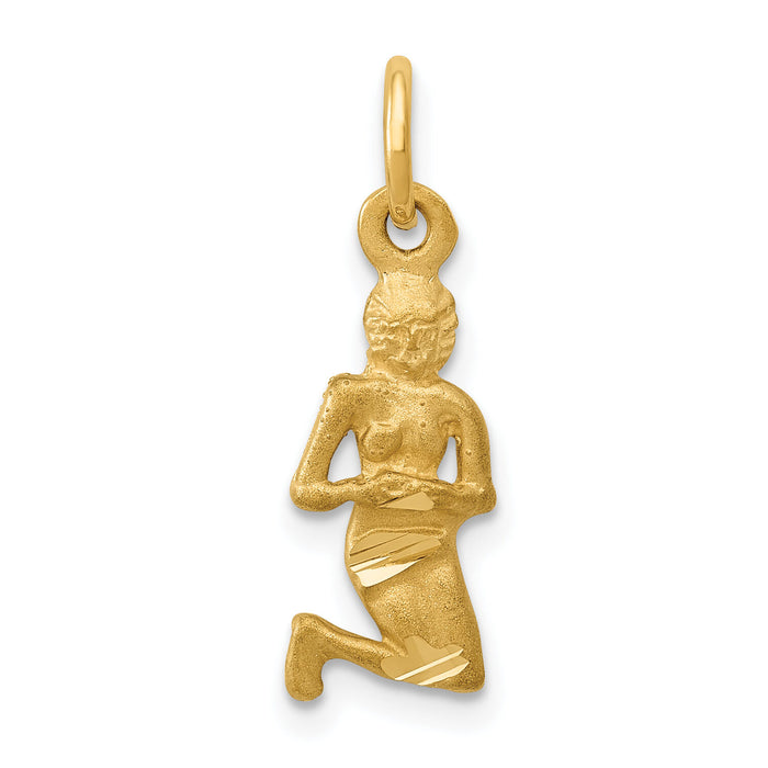 14k Satin Diamond-cut Virgo Zodiac Charm-C481