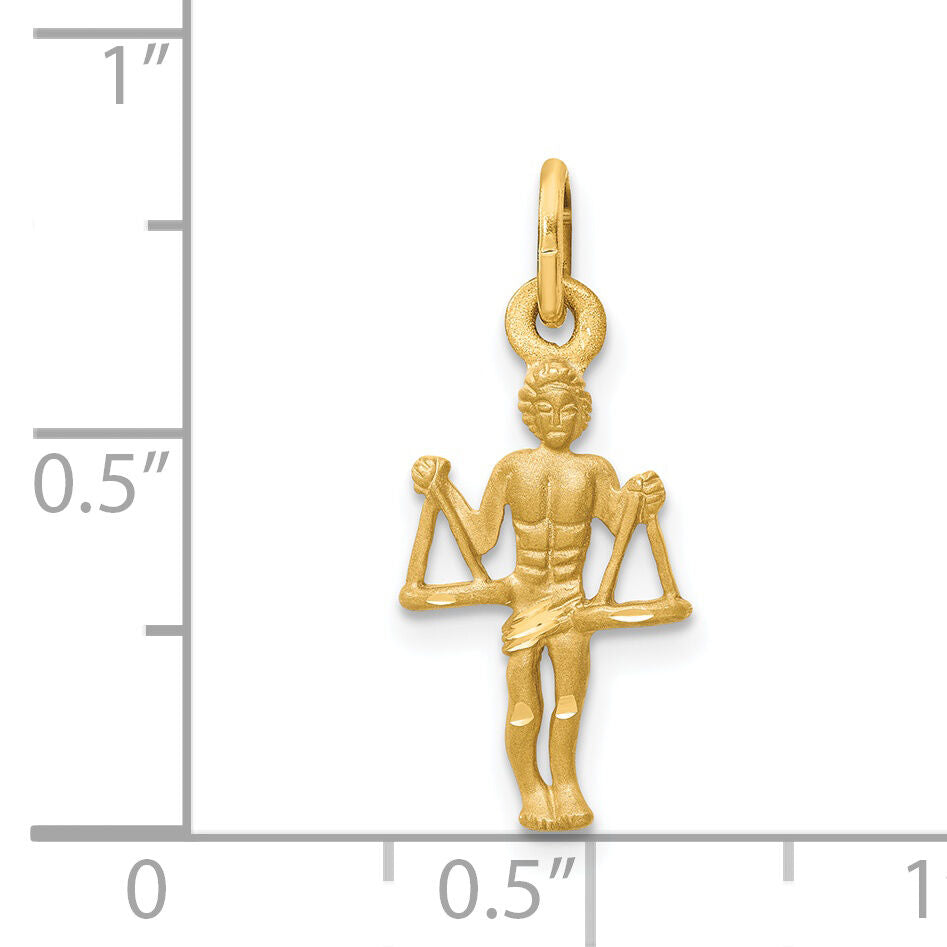14k Satin Diamond-cut Libra Zodiac Charm-C482