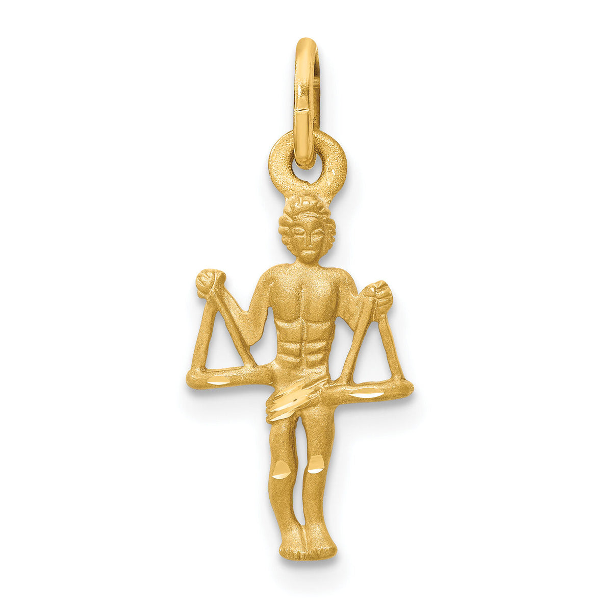 14k Satin Diamond-cut Libra Zodiac Charm-C482
