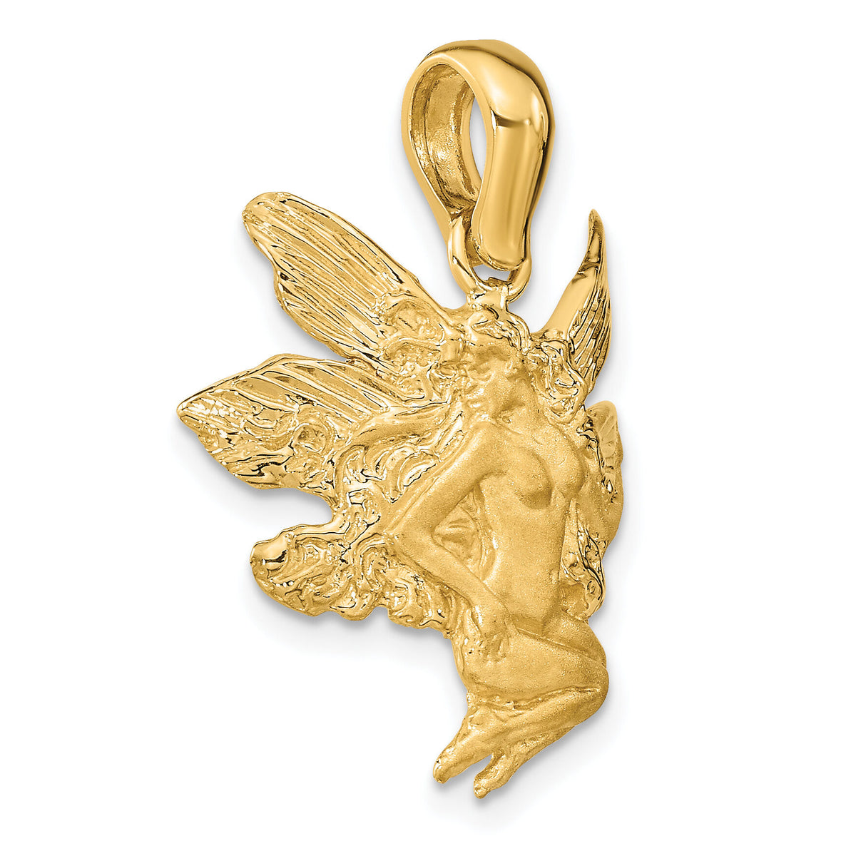 14k Satin and Polished Fairy Charm-C4820