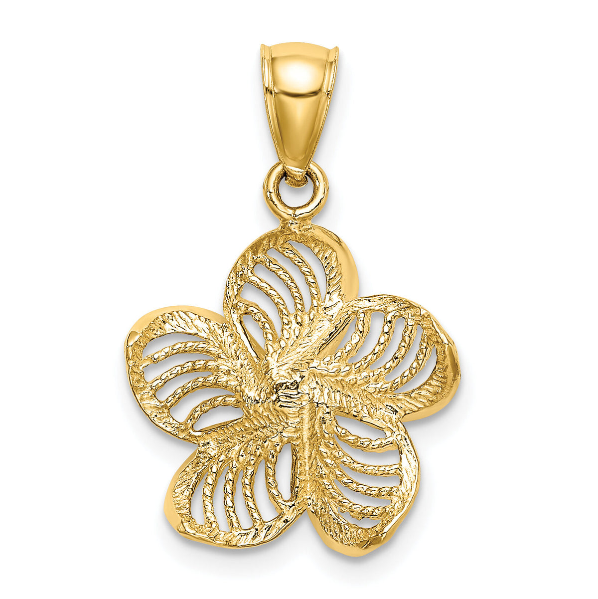 14k Beaded and Polished Plumeria Flower Charm-C4823