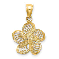 14k Beaded and Polished Plumeria Flower Charm-C4823