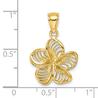 14k Beaded and Polished Plumeria Flower Charm-C4823