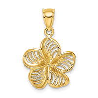 14k Beaded and Polished Plumeria Flower Charm-C4823