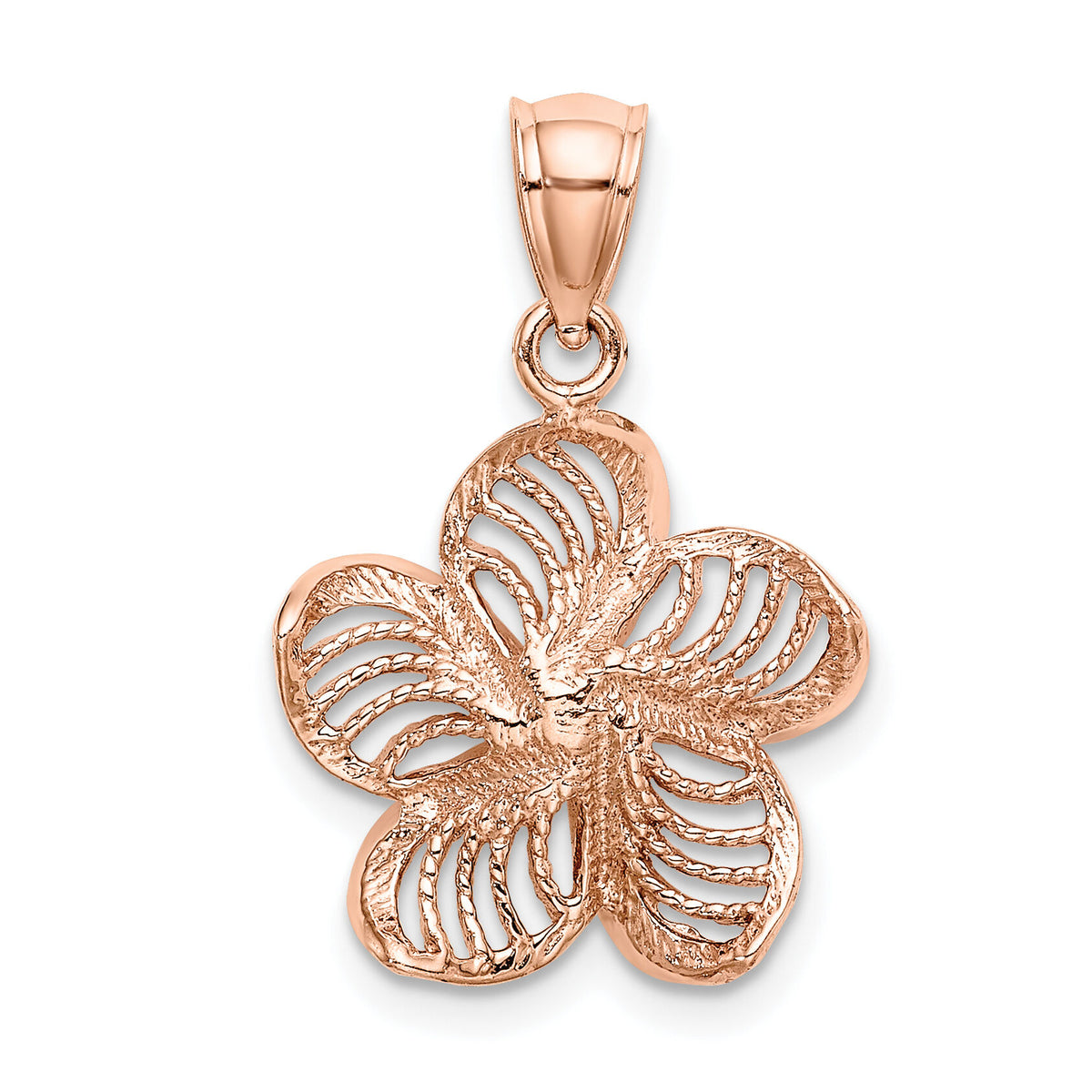14k Rose Gold Beaded and Polished Plumeria Flower Charm-C4823R