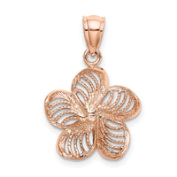14k Rose Gold Beaded and Polished Plumeria Flower Charm-C4823R