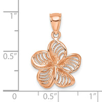 14k Rose Gold Beaded and Polished Plumeria Flower Charm-C4823R