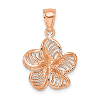 14k Rose Gold Beaded and Polished Plumeria Flower Charm-C4823R