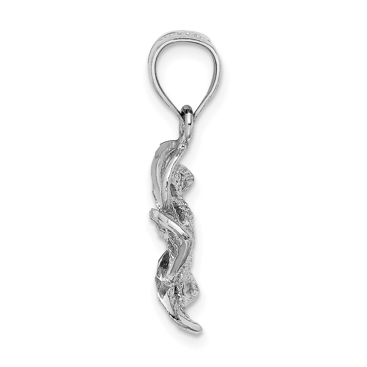 14k White Gold  Beaded and Polished Plumeria Flower Charm-C4823W