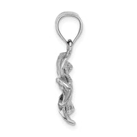 14k White Gold  Beaded and Polished Plumeria Flower Charm-C4823W