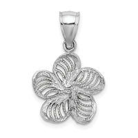 14k White Gold  Beaded and Polished Plumeria Flower Charm-C4823W
