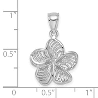 14k White Gold  Beaded and Polished Plumeria Flower Charm-C4823W