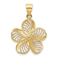 14k Polished and Beaded Plumeria Flower Charm-C4824