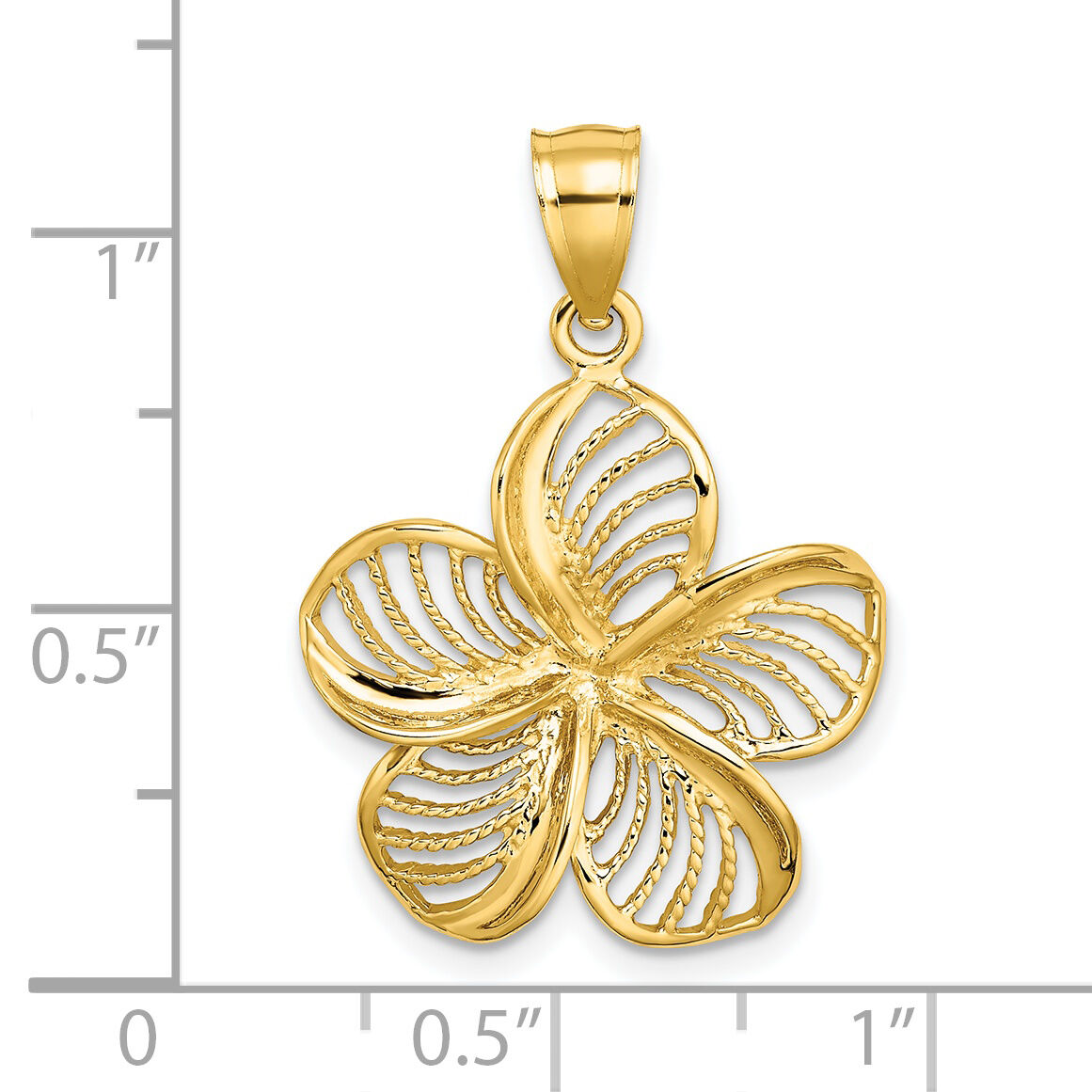 14k Polished and Beaded Plumeria Flower Charm-C4824