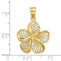 14k Polished and Beaded Plumeria Flower Charm-C4824