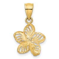 14k Polished Diamond-cut Beaded Plumeria Flower Charm-C4825