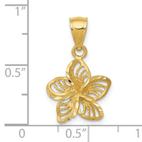14k Polished Diamond-cut Beaded Plumeria Flower Charm-C4825