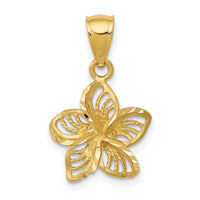 14k Polished Diamond-cut Beaded Plumeria Flower Charm-C4825