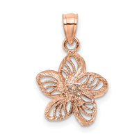 14k Rose Gold Beaded and Polished Plumeria Flower Charm-C4825R