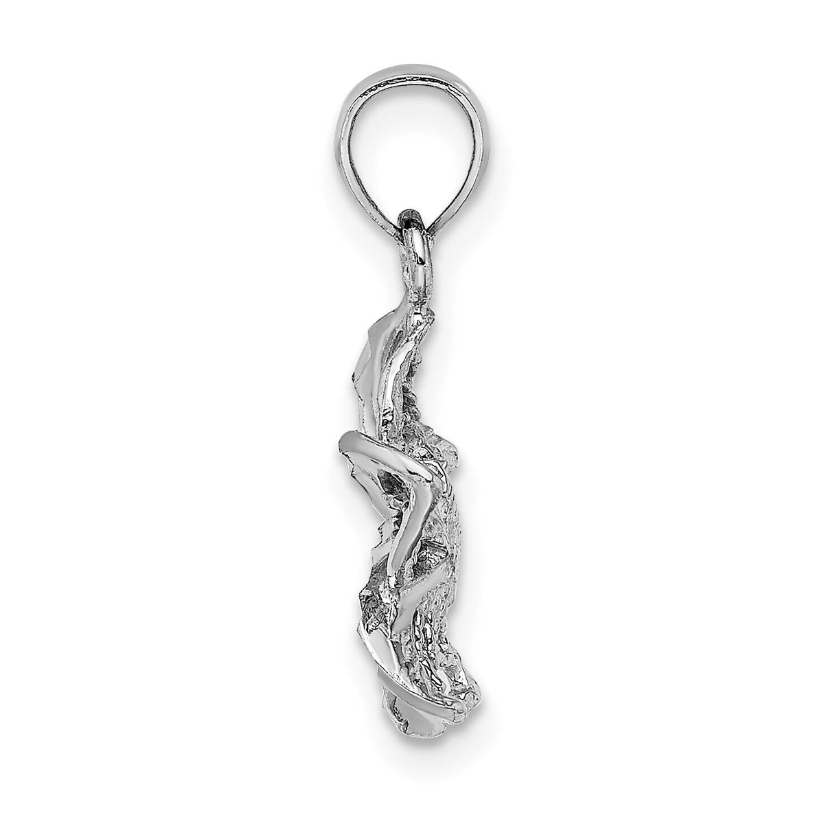 14k White Gold Polished and Beaded Plumeria Flower Charm-C4825W