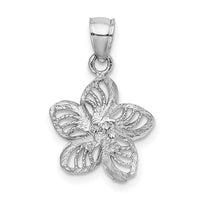 14k White Gold Polished and Beaded Plumeria Flower Charm-C4825W