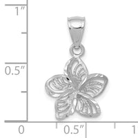 14k White Gold Polished and Beaded Plumeria Flower Charm-C4825W