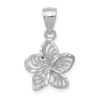 14k White Gold Polished and Beaded Plumeria Flower Charm-C4825W