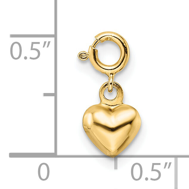 14K Polished Heart w/ Spring Ring Clasp Charm-C4826