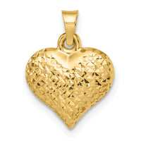 14k Polished Diamond-cut Large Puffed Heart Pendant-C4827