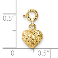 14K D/C Heart w/ Spring Ring Clasp Charm-C4828