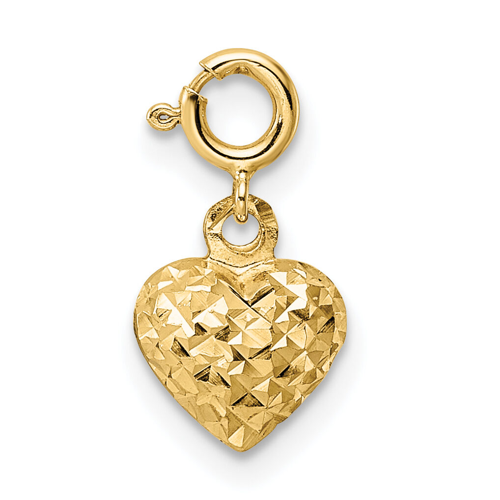 14K D/C Heart w/ Spring Ring Clasp Charm-C4828